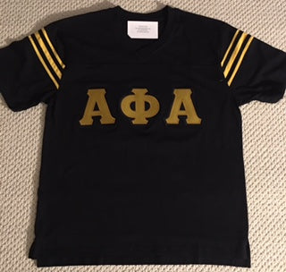 Alpha Jersey V-neck Shirt (Gold Stripes)