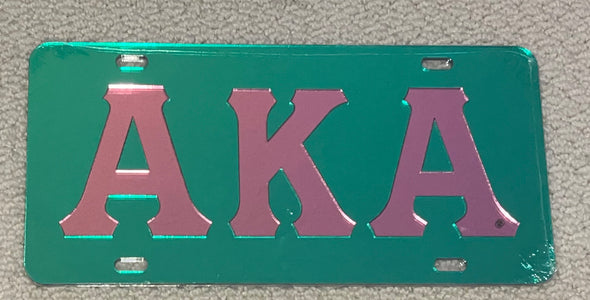 AKA License Front Plate (Green w/Pink Letters)