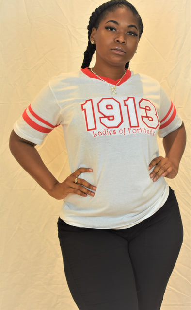 DST 1913 V Neck Red & White (LOF)