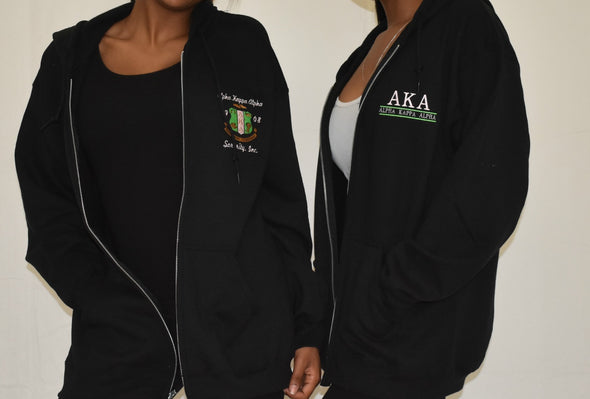 AKA Zippered Hoodie w/Crest