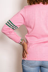 AKA Cardigan Pink & Green w/Stripes (Twill Letters)