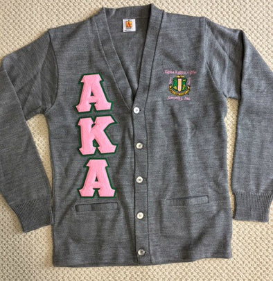 AKA Cardigan Chenille Letters
