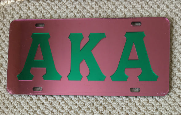 AKA License Front Plate (Pink w/Green letters)