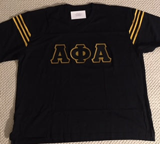 Alpha Jersey V-neck Shirt (Gold Stripes)