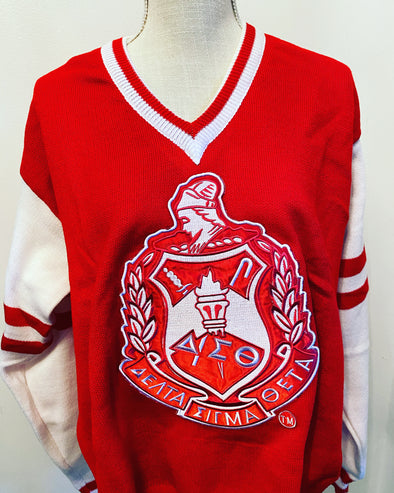 Red and White Striped Pullover
