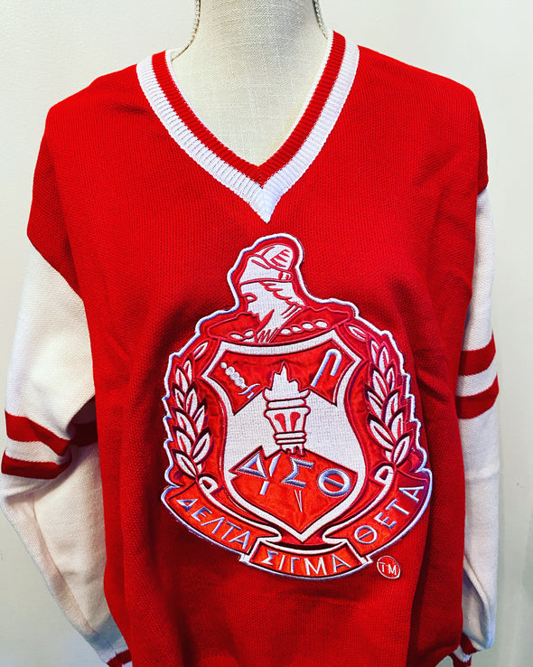 Red and White Striped Pullover